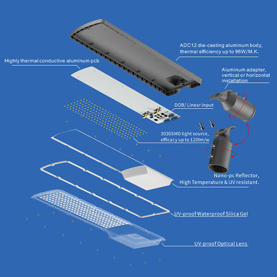 Helle IP66 wasserdichte LED-Straßenleuchte mit einstellbarer Farbtemperatur von 3000K-6500K für Autobahnen und Parkplätze