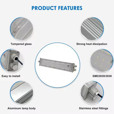 IP65 SMD2835 LED explosionsgeschützte lineare Leuchte mit Aluminium-Hartglas für gefährliche Bereiche