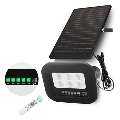 50 Watt LED Solarlicht IP65, komplett schwarz, monokristallines Silizium-Solarpanel