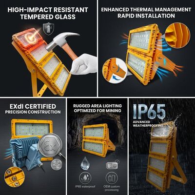 ATEX Ex db mb IIb T6 600 W explosionsgeschütztes LED-Flutlicht LUMILEDS LM-80 72000 LM IP65 großflächige gefährliche Beleuchtung
