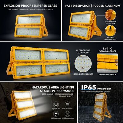 IP65 wetterfeste 600W LED-Explosionsschutz-Flutlicht -40C/60C LUMILEDS LM-80 ATEX IIb T6 WF2 Leuchte für explosionsgefährdete Bereiche