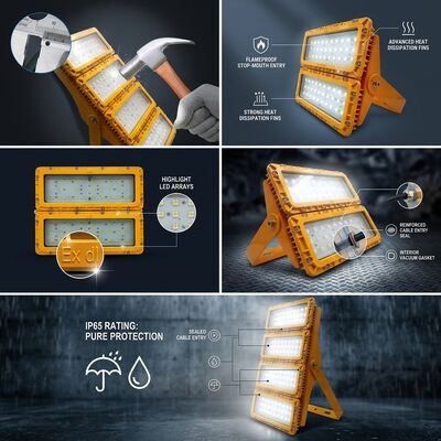 Kompakte Flammdichte 600W LED Explosionsdichte Flutleuchte LUMILEDS LM-80 ATEX IIb T6 IP65 425X485X165mm Gefährliche Leuchten
