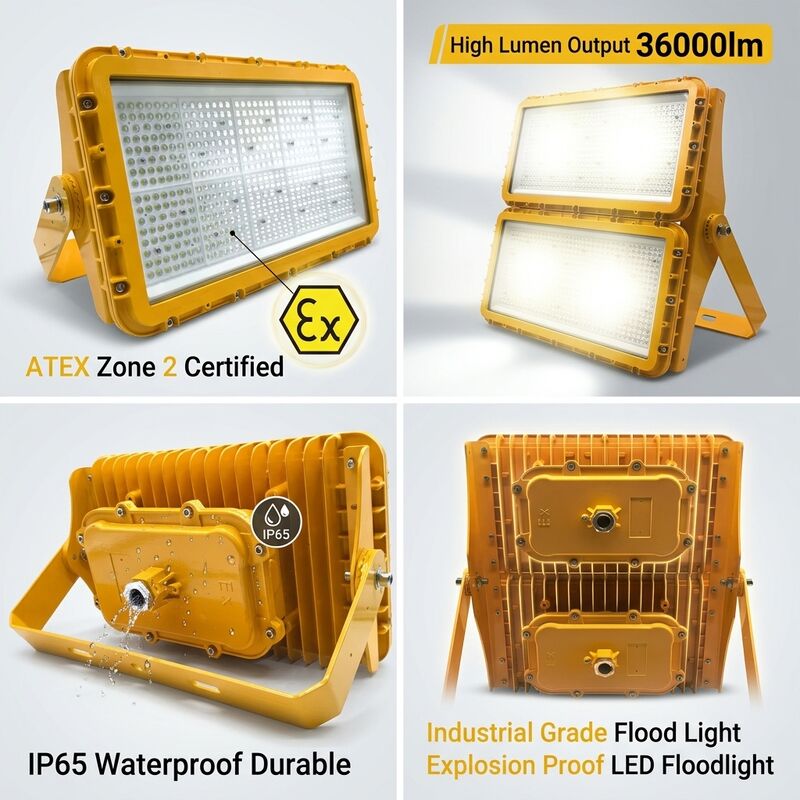 600 W explosionsgeschütztes LED-Flutlicht, ATEX Zone 21, Zone 22, staubdicht, antistatisch, 78.000 lm, IP66, Aluminiumbeleuchtung