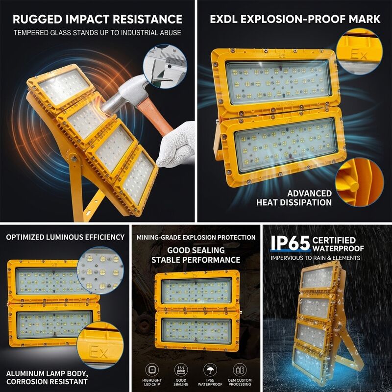 IP65 wetterfeste 600W LED-Explosionsschutz-Flutlicht -40C/60C LUMILEDS LM-80 ATEX IIb T6 WF2 Leuchte für explosionsgefährdete Bereiche