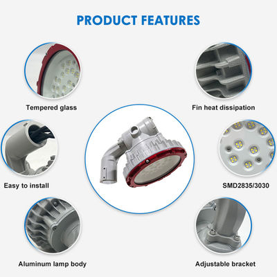 50W 60W 70W Explosionssichere Beleuchtungsarmaturen Aluminium ATEX-Lampen
