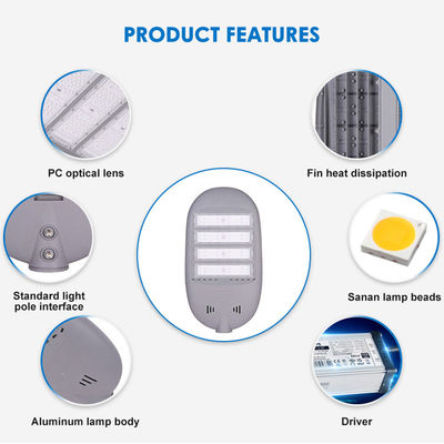 LED-Straßenleuchte mit hoher Helligkeit und hoher Lichtwirksamkeit IP65 Aluminiumfarbe