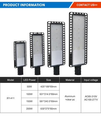 Energieeffizienz Außenstraßenleuchte 50W/100W/150W/200W Aluminium+ PC